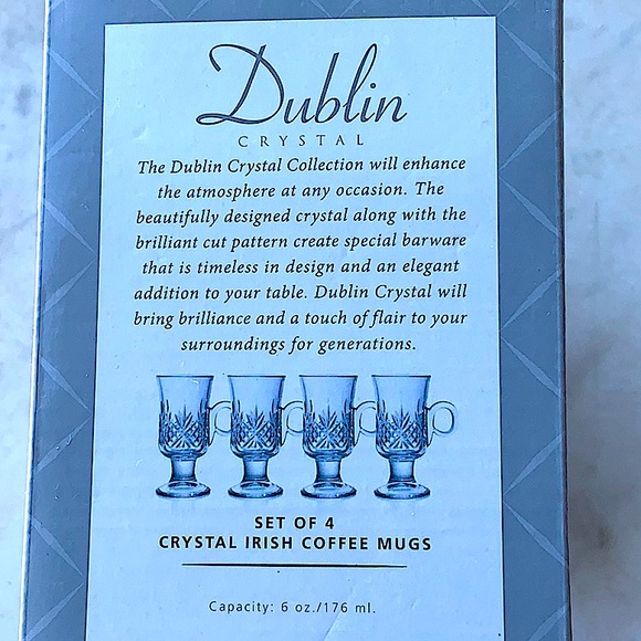 GODINGER DUBLIN CRYSTAL IRISH COFFEE MUGS 6 OZ SET OF 4 - Picture 8 of 8